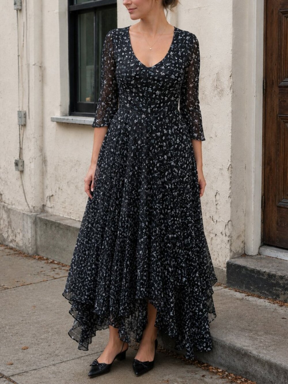 LoveShackFancy Cottagecore Navy Floral Maxi Dress Size 2